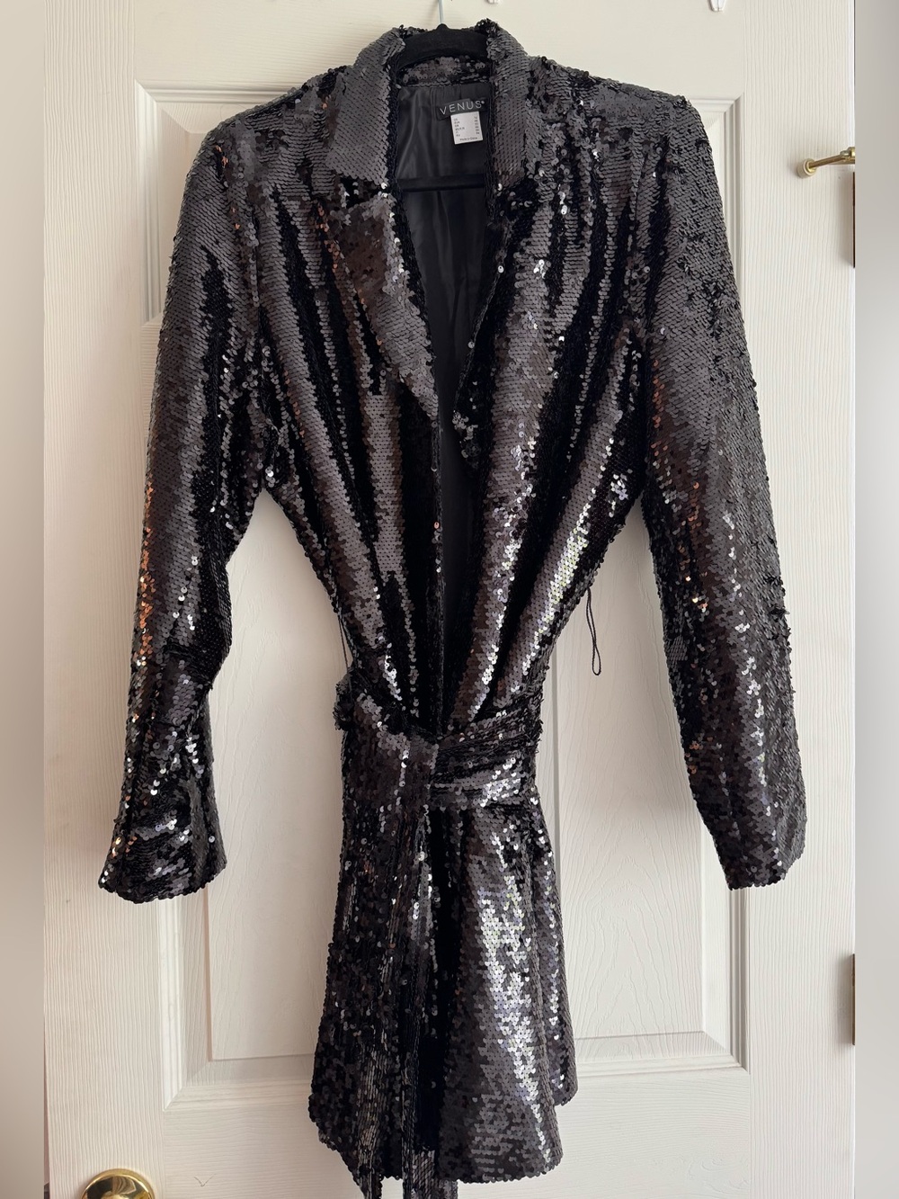Venus Black Sequin Wrap Blazer
